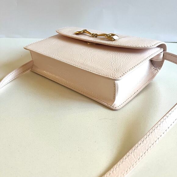 SAM EDELMAN NWOT Patent Leather Textured, Loraine Mini Box Crossbody, Blush - Picture 3 of 12
